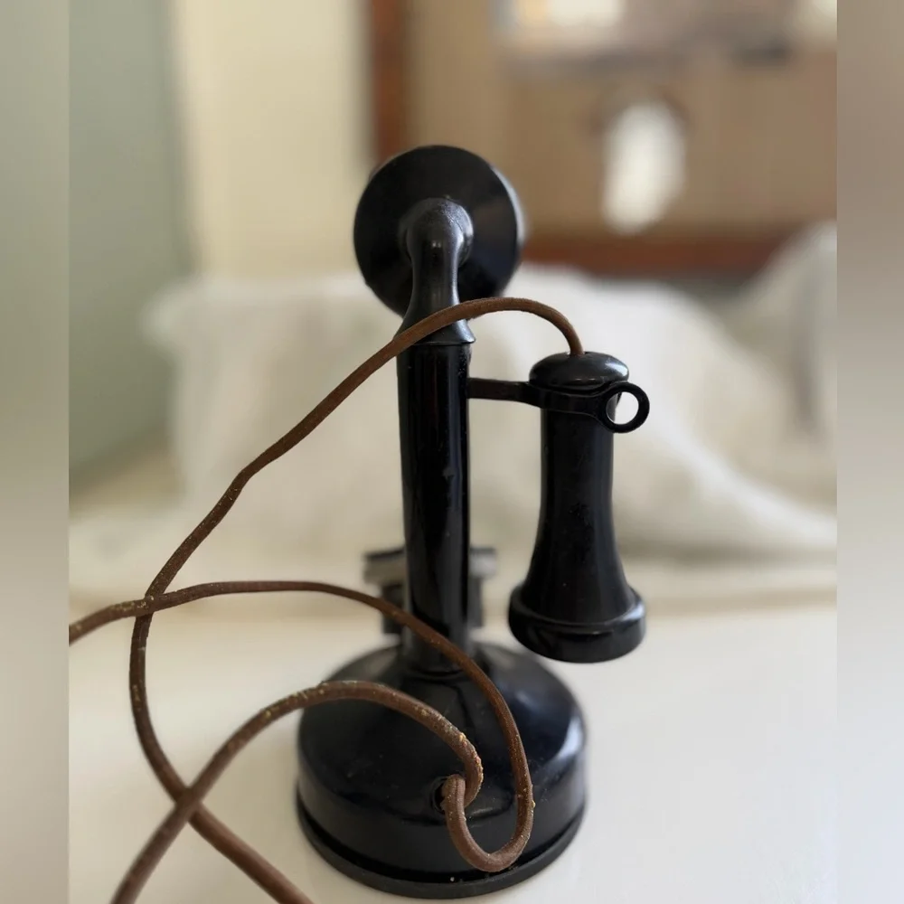 Vintage Black Candlestick  phone Telephone - Picture 4 of 9